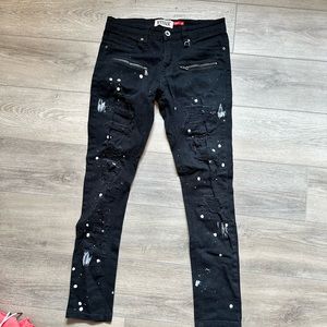 Konk Paint Splatter Mens Skinny Jeans